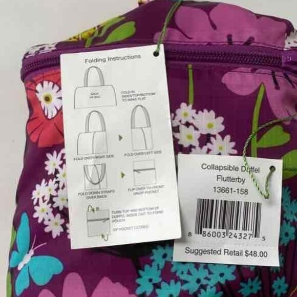 NWT Vera Bradley Collapsible Duffle Bag Flutterby - Picture 5 of 6